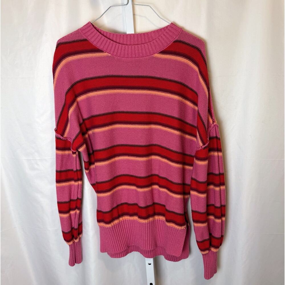 BDG Urban Outfitters Striped Knit Sweater Pink Red size Small Y2K Cotton Blend